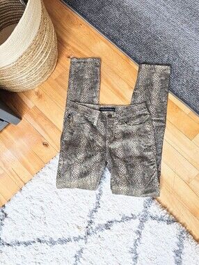 Rock & Republic Metallic Gold Snake-Print Pants